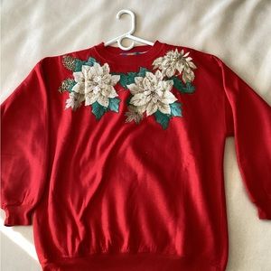 Red crewneck with DIY design
